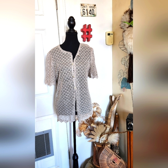 Vintage crochet button up blouse - Picture 1 of 6